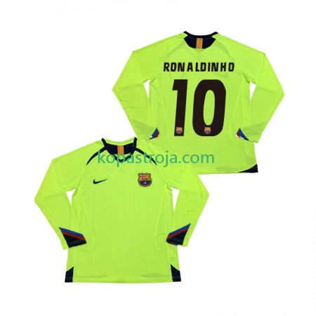 Billiga Fotbollströjor FC Barcelona RONALDINHO 10 2006 Retro Borta tröja 2005 Långärmad